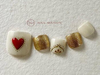 ネイルメゾン 梅田(NAIL MAISON)/ガーリーメタリックハートフット