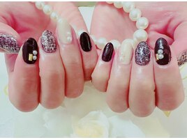 ツイードネイル　冬ネイル