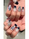ネイビー★チェックネイル