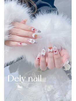 デリーネイル(Dely_nail)/ぷっくりいちごリボンのガーリー