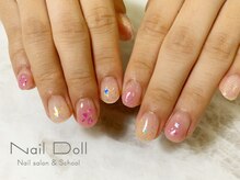 ネイルドール(Nail Doll)/ピンクラメとシェルネイル