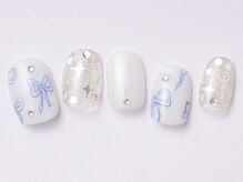 アイ ネイルズ 天神店(I nails)/リボンキラキラネイル　￥8300