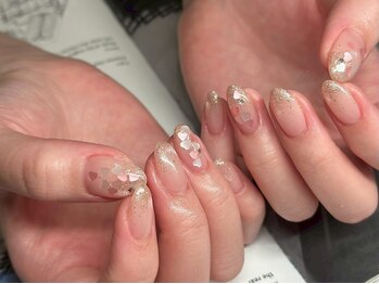 アース ネイルアンドアイラッシュ 甲府昭和店(HAIR & MAKE EARTH Nail&Eyelash)/ハートホロネイル　￥7900