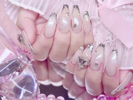 【Akari】ガラスフレンチネイル