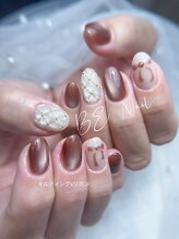 ビーネイル 新松戸(BE NAIL)/キルティングxリボンネイル