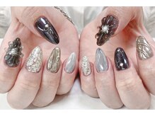 ミナミネイル(MINAMI NAIL)/ブラック×花