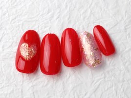 赤ハートネイル