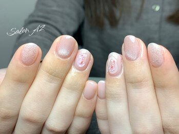 定額シンプル、押し花ネイル