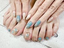 ネイル ビューティーマジック 葛西本店/手足お揃いターコイズネイル