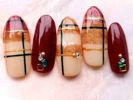 もこもこチェックネイル