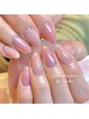 春 シンプル ピンクミラーネイル
