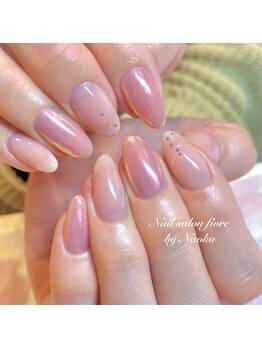 フィオーレ(fiore)/春 シンプル ピンクミラーネイル