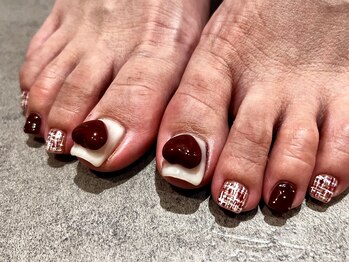 プロテア(protea)/ハート×ツイードネイル