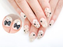 ネイルコレクション ベビーピンク(Baby Pink)/ジェル定額￥8990☆黒リボン