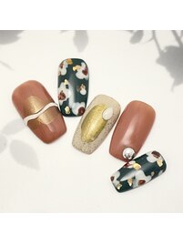 手描きスモーキーカラーフラワー