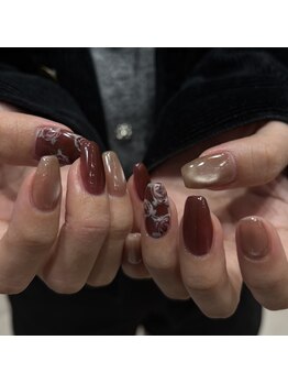 ナンバーネイル 大分中央町店(N° nail)/薔薇ワンポイント♪