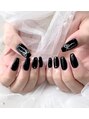 トゥルー ネイル アンド アイ 稲毛店(TRU NAIL & EYE) 定額コース2】韓国風Black×Ribbonネイル