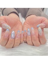 ルチア ネイルアンドアイラッシュ 元今泉店(Lucia)/フレンチ×ぷっくりリボンネイル