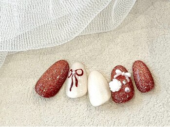 リベレ(LIBELLE)/ボルドーラメ/ぷっくりリボン/花