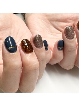 クランベリーネイル 代官山 恵比寿(cranberry nail)/べっ甲ネイル　９月定額アート