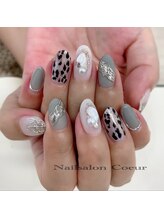ネイルサロン クール(Nailsalon Coeur)/ヒョウ柄　メタリックネイル
