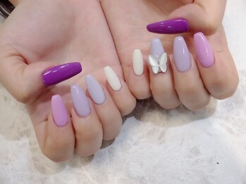 ラルネイル 大宮(Lull. nail)/＃ワンカラー＃蝶々パーツ