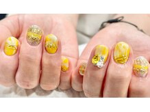 ネイル シスター(nail sister)/イエローマーブルネイル