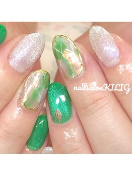 ネイルサロン キリグ(KILIG)/オーロラ大理石×マグネット