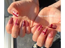 プルースラウンジ トウキョウ(Plus Lounge TOKYO)/赤フラッシュ×チェックネイル★