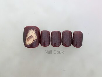 ネイル ドゥ 岡山駅前店(Nail Doux)/ボルドー×ミラー