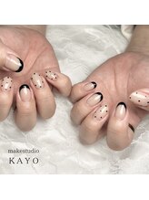 メイクスタジオ カヨ(makestudio KAYO)/黒フレンチ×ドット