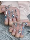 クリアブルー宝石ネイル