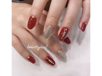 ハーティーネイル hearty nail 溝の口店/マグネット×赤ネイル