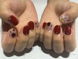 ハンド カラフルストーンネイル