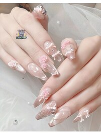 長さだし、リボンネイル