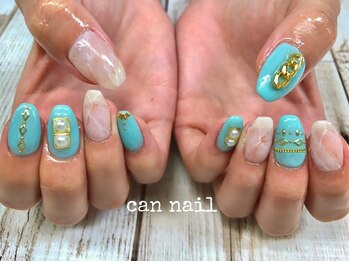 キャンネイル 金山店(Can Nail)/大理石風♪爽やかグリーン！