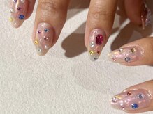 ノラ ミナミアオヤマ(NORA MINAMIAOYAMA)/ピンクオーロラビジューネイル