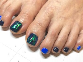 【ネイビーガラスネイル】