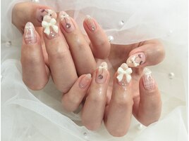 春ネイル/さくらんぼ/チェック