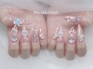 バレエコア風リボンネイル