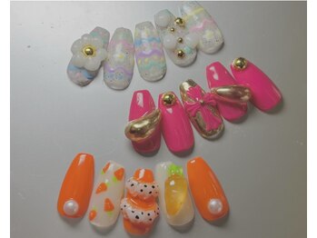 ぷっくりフラワー/クロム/ドット