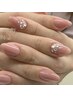 Jrネイリスト☆ワンカラーベース【4本ストーンデザイン】　¥3800