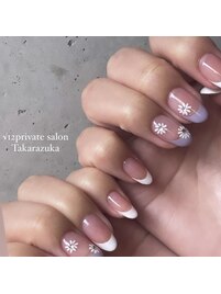 フレンチネイル×フラワー