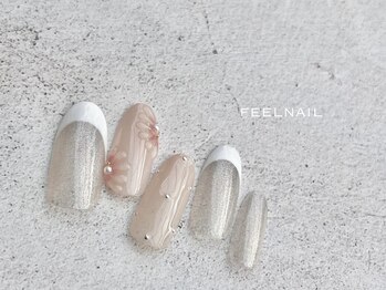 フィールネイル 天神橋店(feel nail)/ホワイト/花/フレンチ