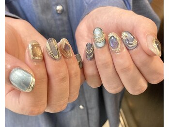 ルアナネイルナゴヤ(LUANA nail nagoya)/ブルーとゴールドのニュアンス
