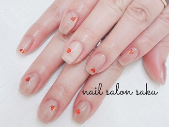 サク(saku)/ハート/ポイントネイル