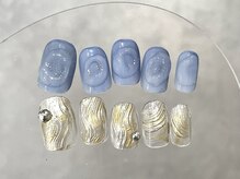 クレモアネイル 浦和店(CLEMORE NAIL)/ブルーぷっくり×ゴールド