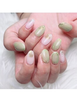 アートネイル ギャラリー(Art nail Gallery)/ピスタチオカラーの上品ネイル