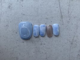 水色×ぷっくりネイル