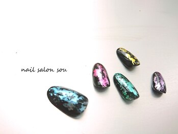 ソウ 難波店 nail salon Sou/カラフルホイルnail